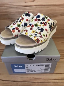 gabor Gr 6 Pantoletten 39 Weiß Floral Lack Neuwertig - Bild 1 von 9