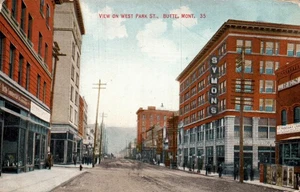 POSTCARD STREET SCENE VIEW ON WEST PARK STREEET BUTTE MONTANA - Picture 1 of 2