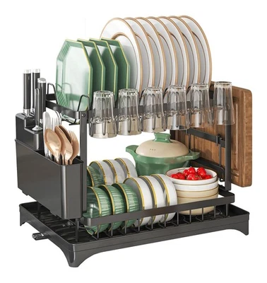 Стойка для сушки кухонной утвари с дренажным лотком, глубина 11,8 дюйма × 16,5 дюйма... - Изображение 1 из 4