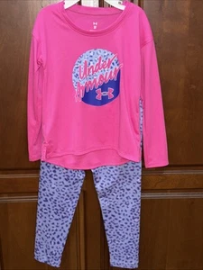 Under Armour Langarmshirt Hose Set Kleinkind Größe 3T Glitzer Rosa Animal - Bild 1 von 16