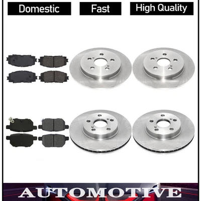 For 2010-2011 Toyota Prius Front + Rear Brake Rotors & Ceramic Brake Pads - Image 1 of 4