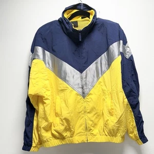 Vintage Liz Claiborne Lizsport Bomber Windbreaker Jacket Large Yellow Blue Zip - Picture 1 of 24