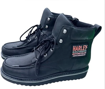 Harley-Davidson Men's 120th Beau 6-Inch Black Leather Motorcycle Boots,SIZE 13 - Image 1 of 4