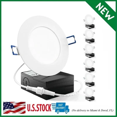 Luces de techo empotrables LED ultrafinas Sunco de 4 pulgadas delgadas 3000K blanco cálido, Dimma Foto 1 de 4