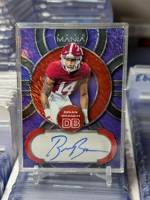 2023 Wild Card Auto Mania Brian Branch Purple RC Auto /75 - Image 1 of 2