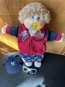 Cabbage Patch Kids ‘84 Pacifier Boy wearing Build A Bear NY YANKEES CAP / PANTS - Picture 1 of 24