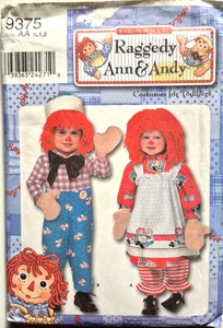 SIMPLICITY PATTERN 9375 RAGGEDY ANN ANDY COSTUMES  CHILDS SIZES 1/2 1 2 UNCUT FF - Picture 1 of 2