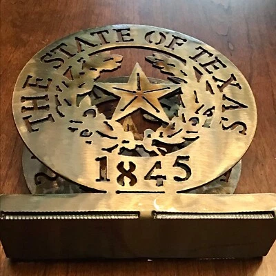 Porta servilletas/platos de papel Lazer Cut Metal The State of Texas 1845 Foto 1 de 4
