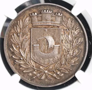 1856, France, La Villette (Commune). Silver Minicipal Council Medal. NGC MS-63! - Picture 1 of 3