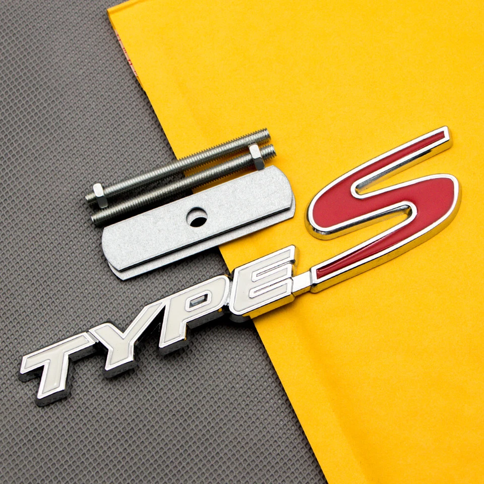 Insignia de parrilla delantera 3D cromada blanca y roja recubierta TIPO-S emblema de rejilla deportiva de metal Foto 1 de 4