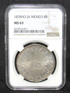 1878 Ho JA Mexico 8 Reales NGC MS 63 - Picture 1 of 4