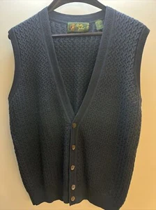 Bobby Jones 100% Wool Men’s Vest Navy Blue Size Large - Picture 1 of 13
