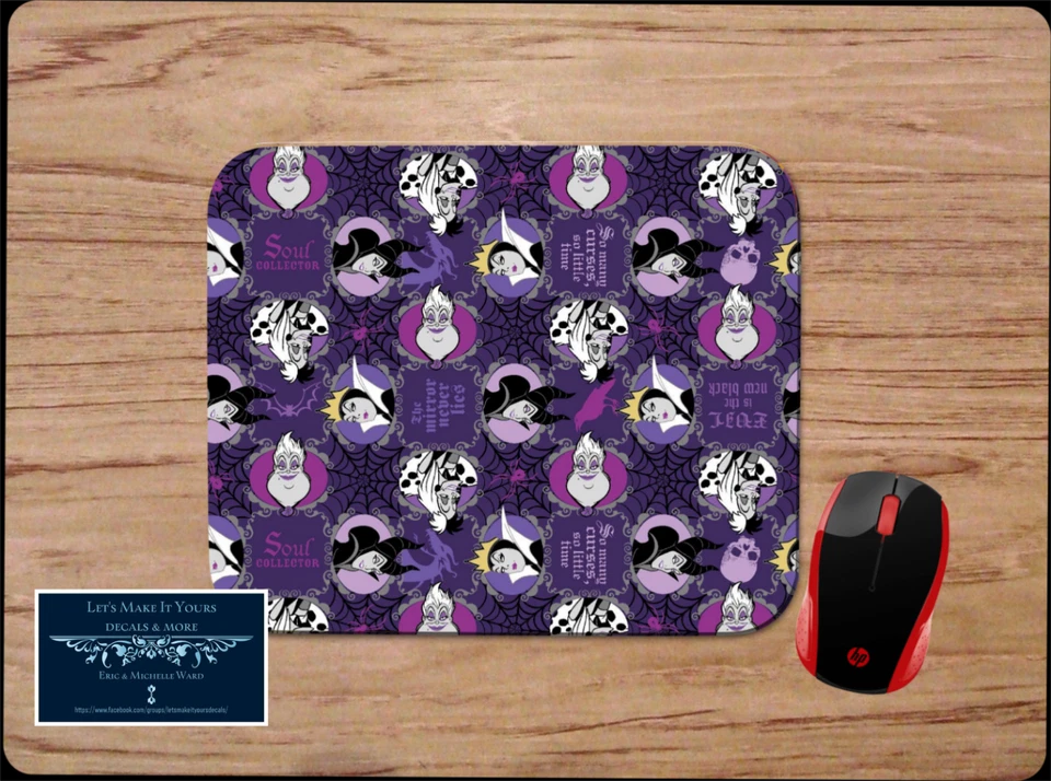 DISNEY VILLAINS INSPIRED PURPLE CUSTOM MOUSE PAD DESK MAT HOME SCHOOL OFFICE PC - Image 1 of 1