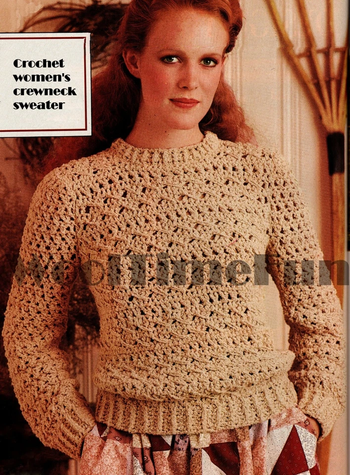 Crochet Pattern/Instructions Women's Crew Neck Sweater/Jumper.  - Image 1 of 1