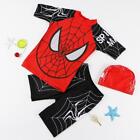 Kids Boys Spiderman Swimsuit Swimming Suit Beach Swimhwear Tops Pants Cap Set