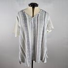 NWT Bloomchic Blouse Striped Contrast Patchwork Short Sleeve V-Neck Plus Size 2X