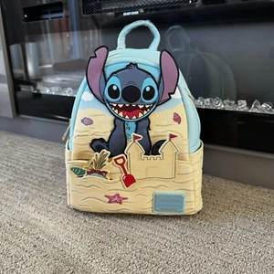 BNWT Disney Parks Loungefly Stitch & Scrump Beach Day Sand Castle Mini Backpack - Picture 1 of 16