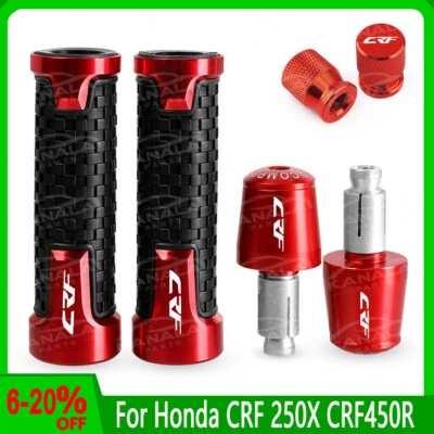 For Honda CRF 250X CRF450R CNC Handlebar Grips Handle Bar End Cap Tire Valve NEW - Image 1 of 4