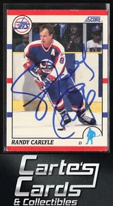 Randy Carlyle 1990-91 Score American #136 Winnipeg Jets TTM/IP Signed Auto - Picture 1 of 2