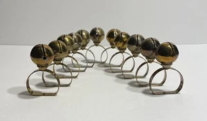 10 Brass Christmas Napkin Rings Jingle Bells w Patina Holiday Tableware Festive - Picture 1 of 8
