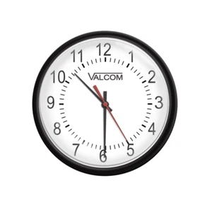 VALCOM V-A11012B 12" Round Clock, Black, Surface Mount, 110V - Picture 1 of 1