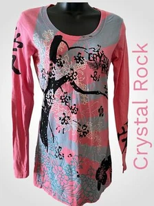 Junior Crystal Rock verziert L/S Rundhalsausschnitt Top/Minikleid neu mit Etikett Größe S - Bild 1 von 8