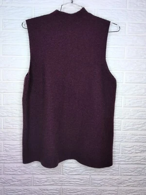 Suéter Valerie Stevens Mujer Púrpura Sin Mangas Extra Fino Lana Merino Cuello Simulado Foto 1 de 3