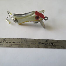 FISHING LURE  UNKNOWN  1¾"  FAN TAIL MINNOW SILVER BACK & WHITE & RED & YELLOW