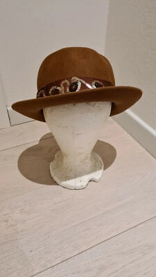 Cappello elegante da donna, colore marrone con paillettes - Immagine 1 di 4