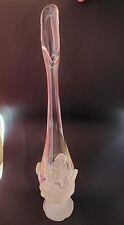 Vintage MCM Viking Glass Swung Stretch Vase Frosted Cabbage Base, 17" Tall, EUC