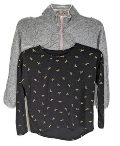 ATHLETIC & OLD NAVY Girl's Gray 1/4 Zip Sweatshirt & Black Unicorn L/S T size M - Picture 1 of 12