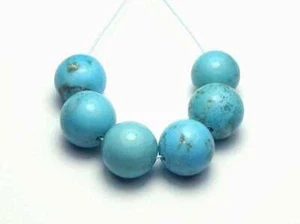 6 pcs BLUE KINGMAN TURQUOISE 8mm Round Beads NATURAL COLOR - Imagen 1 de 2