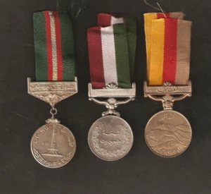 Pakistani Military MEDAL Set of 3 Different With RIBBON 3 Pieces Rare Collection - Picture 1 of 3