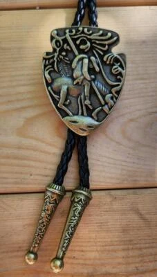 INDIAN END OF THE TRAIL BRONZE ARROW HEAD  RODEO COWBOY BOLOTIE WESTERN BOLO TIE - Image 1 of 3