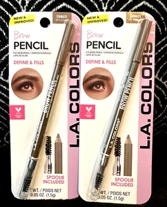 2pk LA COLORS DARK BLONDE C68631 EYEBROW LINER PENCIL SPOOLIE BRUSH COMBO DEFINE - Picture 1 of 5