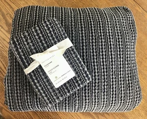 Pottery Barn Honeycomb Cotton KING/CAL Duvet Cover + 1 Standard Sham, Midnight - Picture 1 of 8