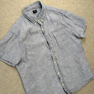 J Crew Hemd Herren Large hellblau Leinen Button Down leicht Strand Freizeit - Bild 1 von 6