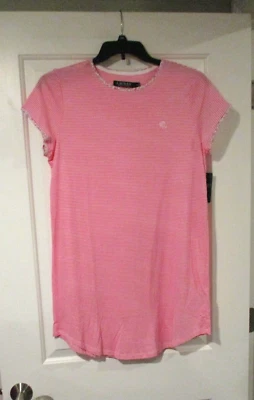Lauren by Ralph Lauren womens nightshirt gown size Medium pink pin striped - Image 1 of 4