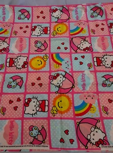 Cotton Fabric 1 yd x 42" Springs Creative HELLO KITTY RAIN OR SHINE PATCHES - Picture 1 of 7