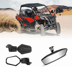 UTV Rear View Center Mirror + Side Mirrors Set For Can Am Maverick Trail/ Sport - Picture 1 of 17