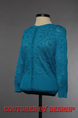 Suéter St John Knits Oriel Stitch Talla Mediana Azul Real Nuevo con Etiquetas Precio de venta sugerido por el fabricante $595 Foto 1 de 2