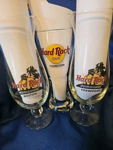 Hard Rock Cafe Hurricane Glass Set Boston & Foxwoods Collectible Lot of 3 - Picture 1 of 5