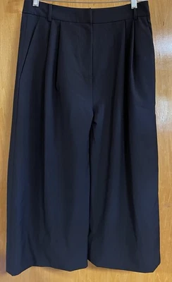 TIBI, Mujer 6, Pantalones de Vestir Negros Ligeros, Pierna Ancha Recortada, Alterados, Usados en Excelente Condición Foto 1 de 4