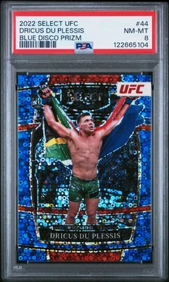 2022 PANINI SELECT UFC BLUE DISCO #44 DRICUS DU PLESSIS ROOKIE RC 13/49 PSA 8 - Image 1 of 2