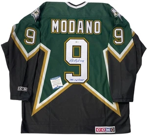 CAMISETA FIRMADA POR MIKE MODANO CCM DALLAS STARS 1999 COPA STANLEY CERTIFICADO DE AUTENTICIDAD BECKETT XL - Imagen 1 de 6