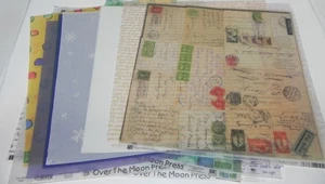 LOT COLLAGE SNOW KCOMPANY OVER MOON PRESS 12X12 DESIGNER VELLUM PAPER 20 SHEETS - Picture 1 of 7
