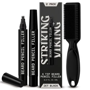2 Pack Beard Pencil Filler for Men with 4 Tips (Jet Black) - Fill, Shape & De... - Picture 1 of 8