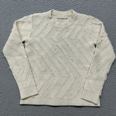 Suéter Tory Burch Para Mujer XS Crema Lana Chevron Tejido 3D Pullover Minimalista Foto 1 de 4