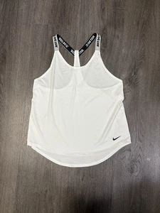 Nike Dri Fit Just Do It Elastika Strap Tank Top White Athletic Women’s Medium - Picture 1 of 10