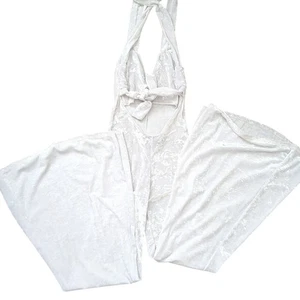 Warrior Within Designs Rave Jumpsuit XS Velvet White Bell Flare Leg One Piece - Picture 1 of 10
